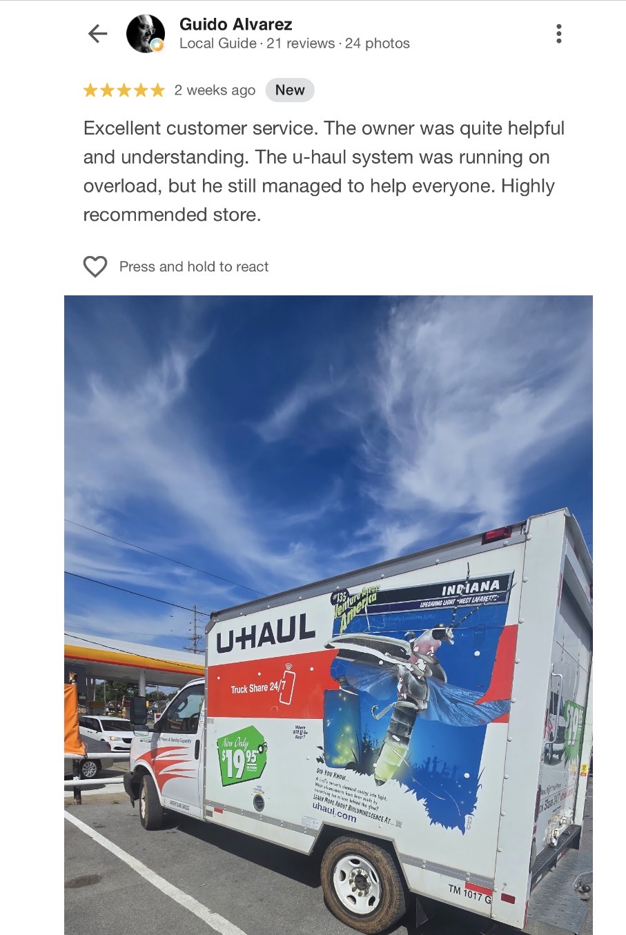 Customer U-Haul review photo